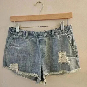 Aerie Stretch Waistband Denim Shorts Distressed Size Small